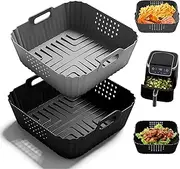 [HOMELYLIFE] Air Fryer Silicone Liners for Ninja AF141 5QT & AF181 6.5 QT, 2 Pcs Replacement Baking Square Liners for 5-8QT Air Fryer