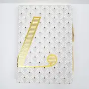 Anthropologie L Monogram Journal Notebook w/ Pen Gold White