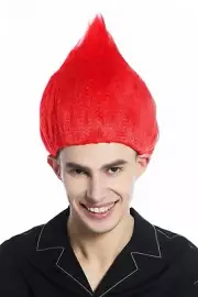 Wig Ladies Men's Carnival Halloween Red Backcombs Troll Fire Devil
