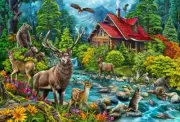 Cobble Hill Red-roofed Cabin 2000 Piece Jigsaw Puzzle