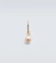 [Mateo] Mateo 14kt gold single hoop earring with diamonds and freshwater pearl One Size gold