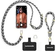 Lawonda 2 Pads Adjustable Crossbody Cell Phone Neck Strap + 2pcs Phone Patch Tether Tab for Travel Essentials