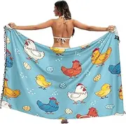 [RPLIFE] Cute Chicks Colors Poses Bathing Suit Wrap Sarong Fringe Beach Sarongs Women, Large, Cute Chicks Colors Poses, Medium