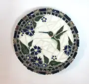 Hummingbird Mosaic Trivet, 7" Handmade Ceramic Tile Mosaic Wall / Table Art