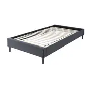Arte King Single Bed Frame Fabric Upholstered Mattress Platform Base - Mid Grey
