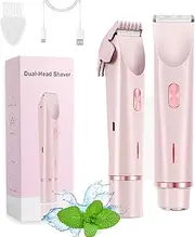 Velvissa Razor, Velvissa Hair Trimmer, Dual Head Bikini Trimmer for Women, Ipx7 Waterproof Wet and Dry Hair Shaver for Face, Body and Legs (Pink)