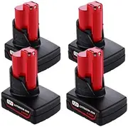 [TAVICE] Comaptible 6.0Ah for Milwaukee M12 Battery Replacement | Milwaukee 12V 6.0Ah Li-ion Battery 4 Pack