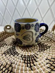 Figural Elephant Mug Blue Trim EB/Yokohama Studio Japan Hand Painted 20 oz