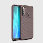 2PCS Shockproof Case for RedmiNote 8 Pro Carbon Fiber Silicone Phone Cover for XiaomiNote 8 Pro - Coffee Redmi Note 8 Pro