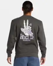 Quicksilver Peace Out Crew Neck Sweatshirt Men's XL Charcoal Heather NWT