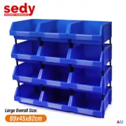 12Pcs Storage Bin Garage Rack Part Nuts Bolts Tool Organizer Workshop Heavy Duty