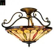 Free Postage JT Tiffany Stained Glass Leaf Style Large Ceiling Lamp Light Home