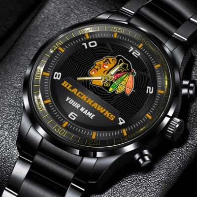 Ch icago Blac khawks Stainless Steel Watch