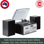 Stereo System Turntable Vinyl Record Player Cassette Recorder CD Bluetooth USB