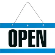 Headline Sign Open/Closes With Chain 75x150mm Blue/Black/White