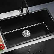 Kitchen Sink 70x45cm Granite Stone Sink Laundry Basin Single Bowl Black