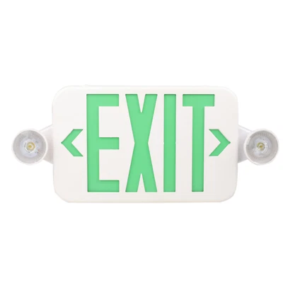 SASELUX Green Led Exit Sign Emergency Light Combo Adjustable Two Head