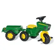 John Deere 102cm Rolly Play Pedal Trike/Tricycle Kids Vehicle w/ Trailer/Loader