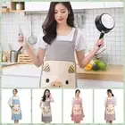 Oil-proof Cartoon Apron with Pockets Pig Pattern Apron Adjustable Women