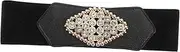 [BESPORTBLE] Wide Elastic Waist Belt Rhinestone Stretch Corset for Dresses Coats Elegant Floral Print Fashion Waistband Versatile Accessory for Stylish Looks