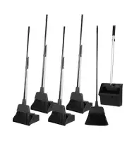 Mumufy 5 Set Lobby Dustpan with Broom Set Lobby Upright Dust Pan and Broom wi...