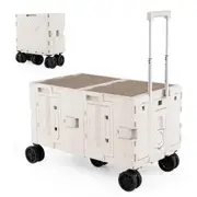 Costway Large Portable Foldable Utility Trolley Cart w/2 Storage Crates & 5 Rotate Wheels Outdoor/Indoor White