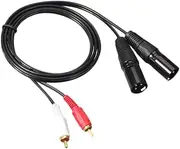 LIFKICH 2 Male to Dual XLR Male Adapter Cable Durable Coated Audio Cord for DVD Vcd Tv and High Sound Wear Resistant Shielding