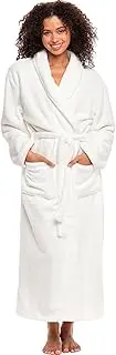 [Alexander Del Rossa] Womens Fleece Solid Color Robe, Long Bathrobe