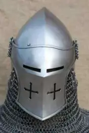 Medieval Bascinet Helmet Combat Steel Chainmail Knight Armor. Helmet 16 Ga