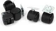uxcell Office Chair Caster Wheels 30mm Plastic with Top Plate for Furniture Carts Workbench, Black, Pack of 5