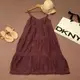 DKNY JEANS 浪漫 胸前緹花 多層 絲質 細肩帶 長洋裝 連身裙 九成新
