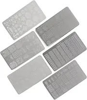 FRCOLOR 6pcs Stainless Steel Nail Art Stamping Plates Christmas Snowflake Nail Art Plates DIY Kit