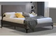 Istyle Modern Classic Cristian King Velvet Bed Frame Grey with Black Legs