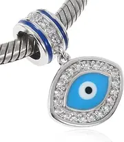[Amoony Charm] Evil Eye Charm 925 Sterling Silver Charm Heart Charm Dangle Charm Halloween Charm for DIY Charms Bracelet