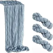 3 Pack Cheesecloth Table Runner, Table Decor Romantic Wedding Runner Gauze Table Runner for Baby Shower Bridal Shower Wedding Birthday Party Table Decor (Dusty Blue (90x300cm))