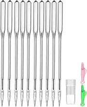 10 Pcs Universal Heavy Duty Sewing Machine Needles,Universal Machine Needles Heavy Dut for Singer, Brother, Janome, Varmax Home Sewing Machines(with Box and 2 Needle Threader)