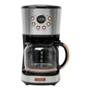 HADEN Drip Coffee Maker 12-Cup Steel Copper Retro Style w/ Control Timer Gray
