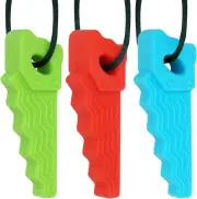 Sensory Chew Necklace for Autism Boys Girls(3 Pack), Silicone Saw Shaped Pendan