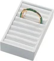 Set of 6 Bracelet Trays 9 Section White Bangle Velvet 7 ¾" x 4 ¼" x 1 ½" Display