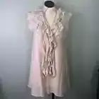 SHEILAY Ruffle Trim Cap Sleeve Mini Dress Light Blush Mauve Women's Size XXL