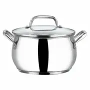Set of 2 Stainless Steel Cookware Stockpot Casserole with Glass lid
