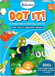 Skillmatics Art Activity - Dot It Animals, No Mess Sticker Art for Kids, Craft Kits, DIY Activity, Gifts for Boys & Girls Ages 3, 4, 5, 6, 7,Travel Toys for Toddlers