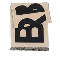 在飛比找momo購物網優惠-【BURBERRY 巴寶莉】Logo 徽標羊毛圍巾(經典米色