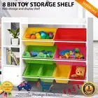 8 Bin Toy Storage Shelf Kids Display Organiser Rack Bookshelf Drawer Cabinet NEW