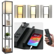 Dimmable Floor Lamp with Remote, Column Floor Lamp with Shelves, Shelf Floor ...