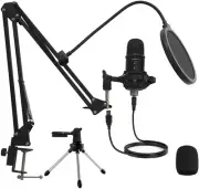 MIRFAK TU1 KIT Pro USB Microphone Podcast Kit w/ Deskmount Boom Arm & Pop Filter