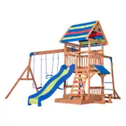 Backyard Discovery Nortbrook Cedar Wood Play Centre Swing Set with Slide and Fort