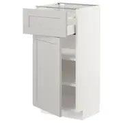 METOD / MAXIMERA base cabinet with drawer/door, white/Lerhyttan light grey, 40x37x80 cm