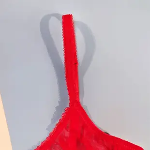 性感紅色內衣超薄紗線內衣透氣加大碼女式文胸