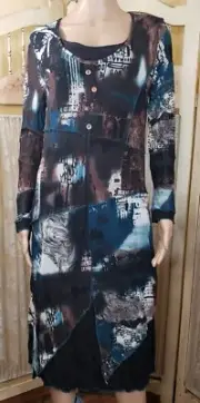 Pretty Angel M Wearable Art Dress Lined Longsleeve Krinkle Style Fabric NWT